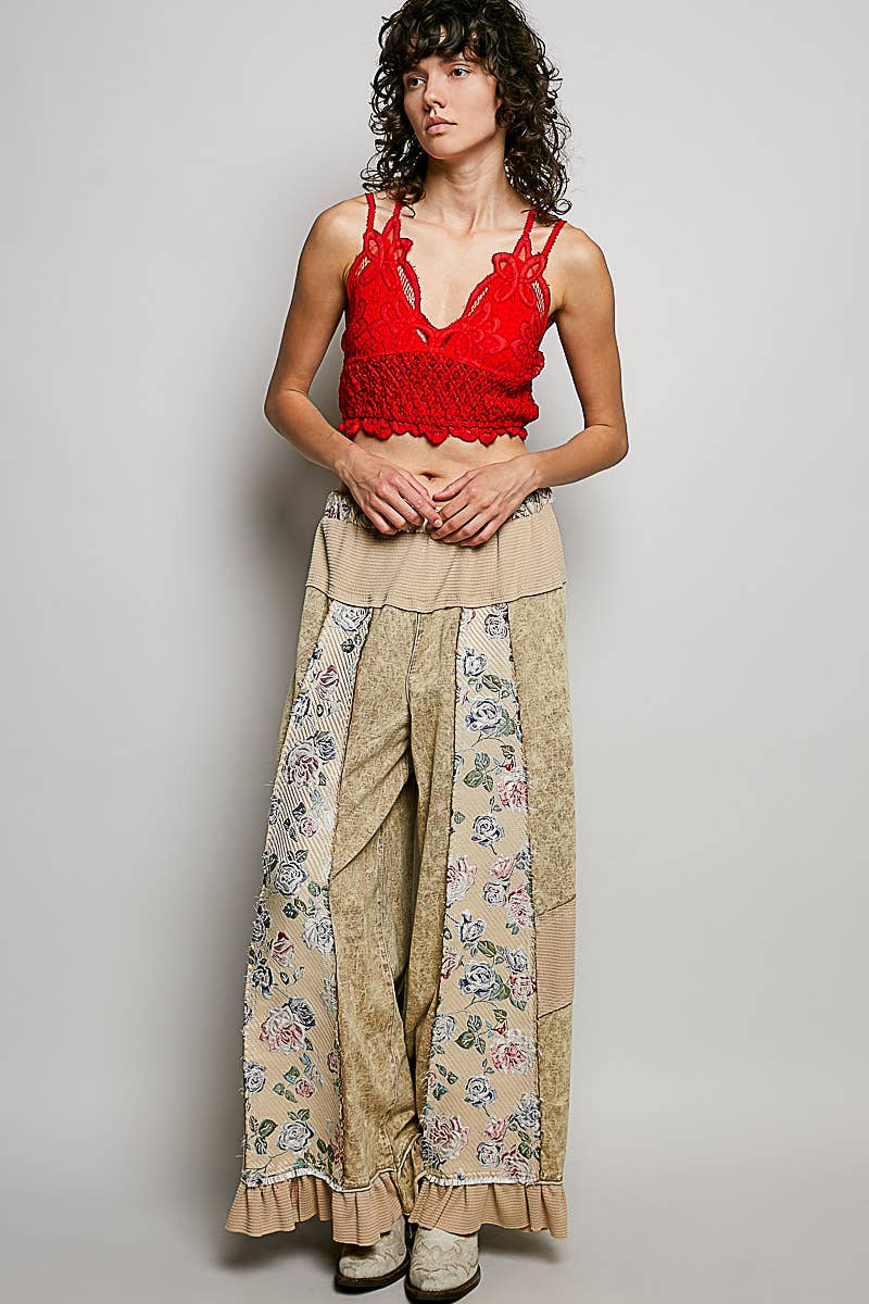 French Terry Ruffle Hem Straight-Leg pants