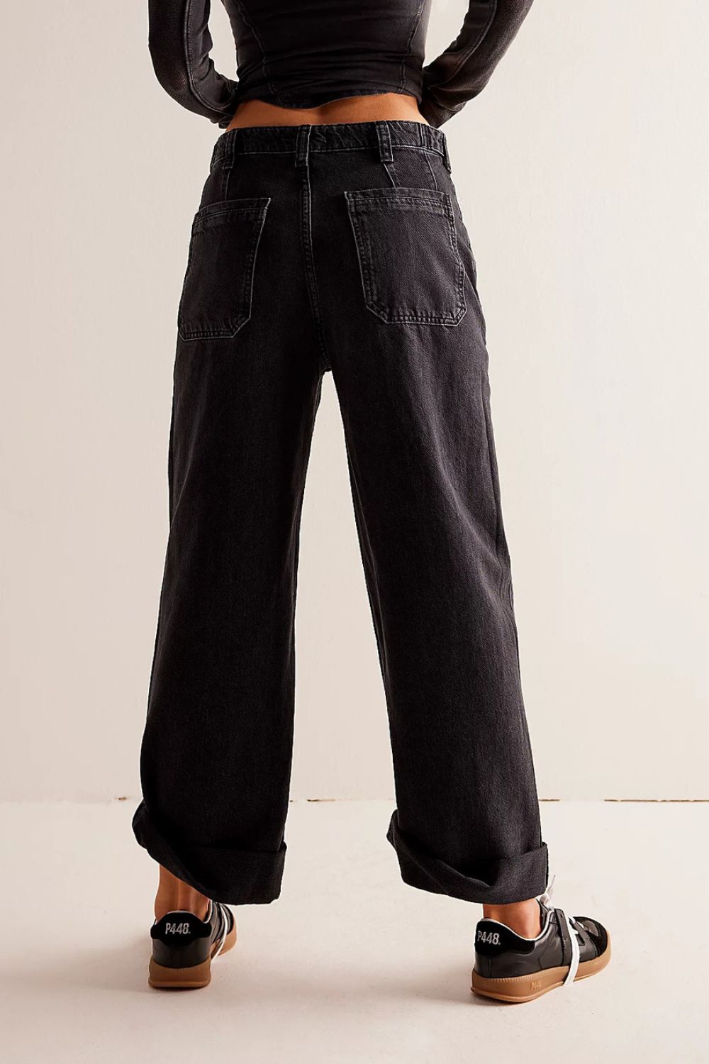 Washed Wide Leg Jeans with Pockets