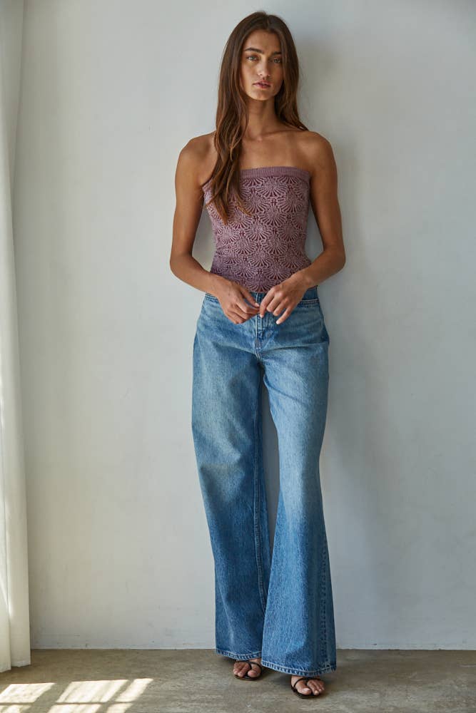 S1241A | Knit Modal Nylon Spandex Seamless Jacquard Tube Top