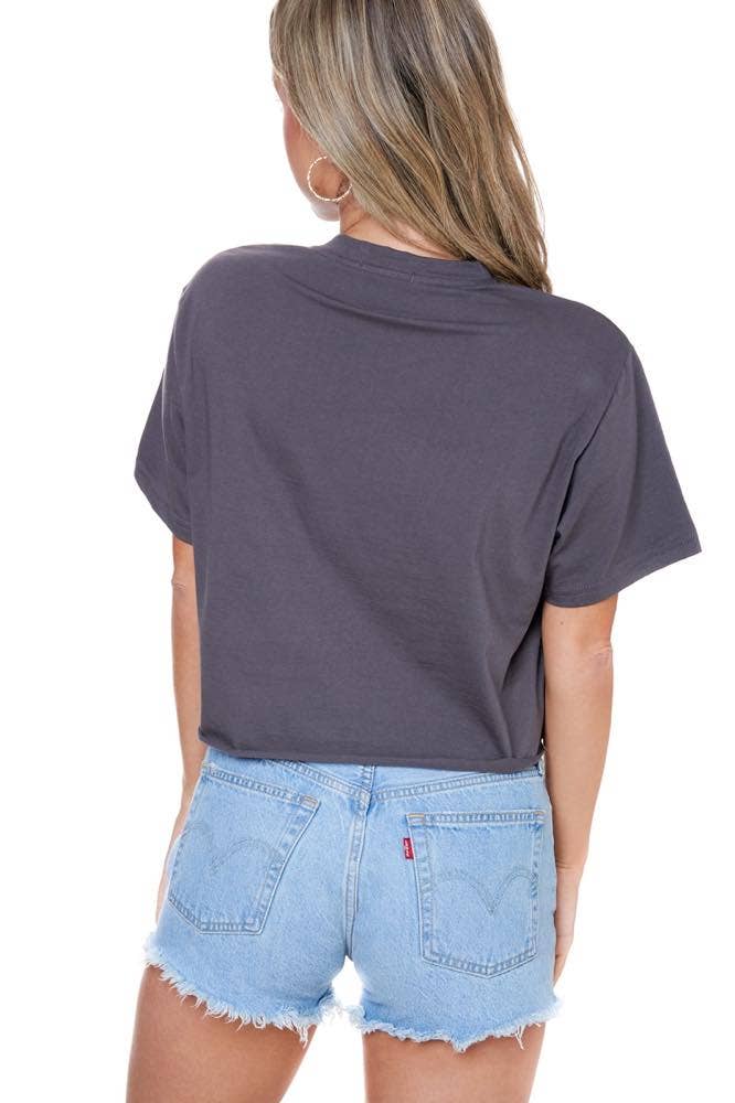 Free Bird Eagle Graphic S/S Faux Cropped Tee