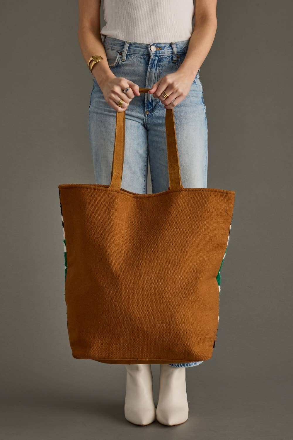 Brown, Black, Green & White Western Tote