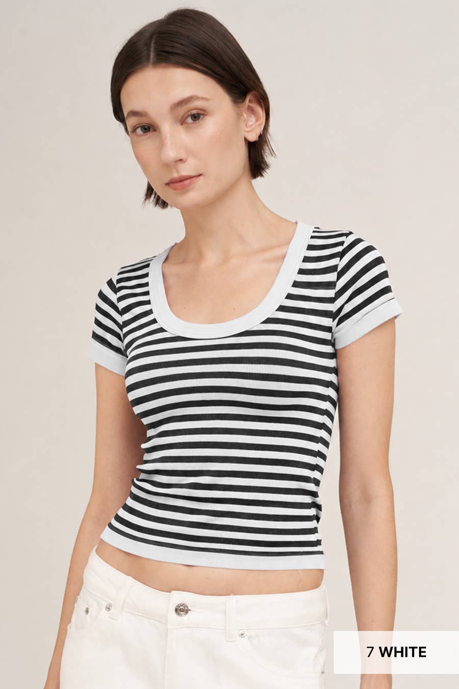 NS8538- Striped Scoop Neck Top