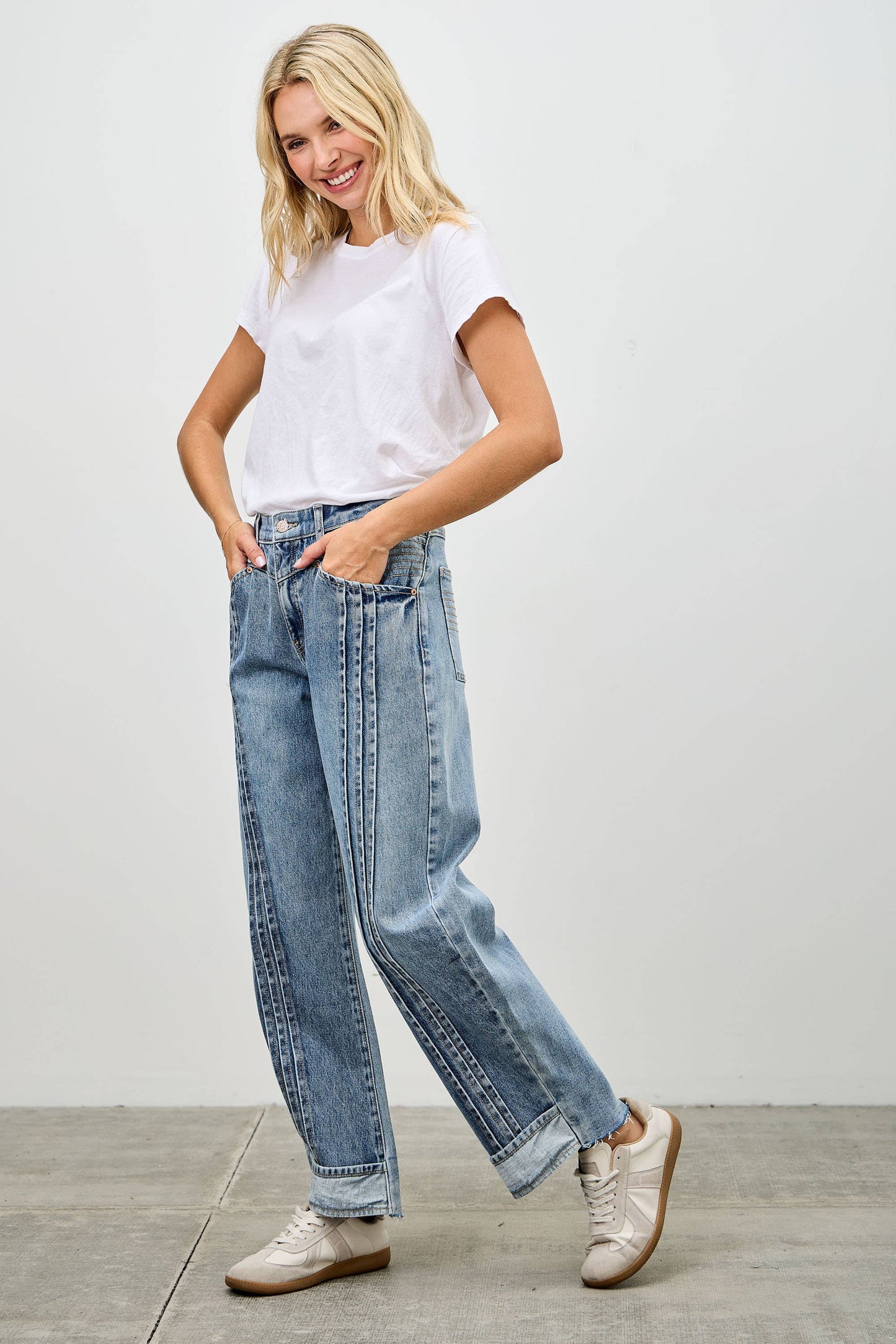 PREORDER- Saige Pleated Barrel Jeans