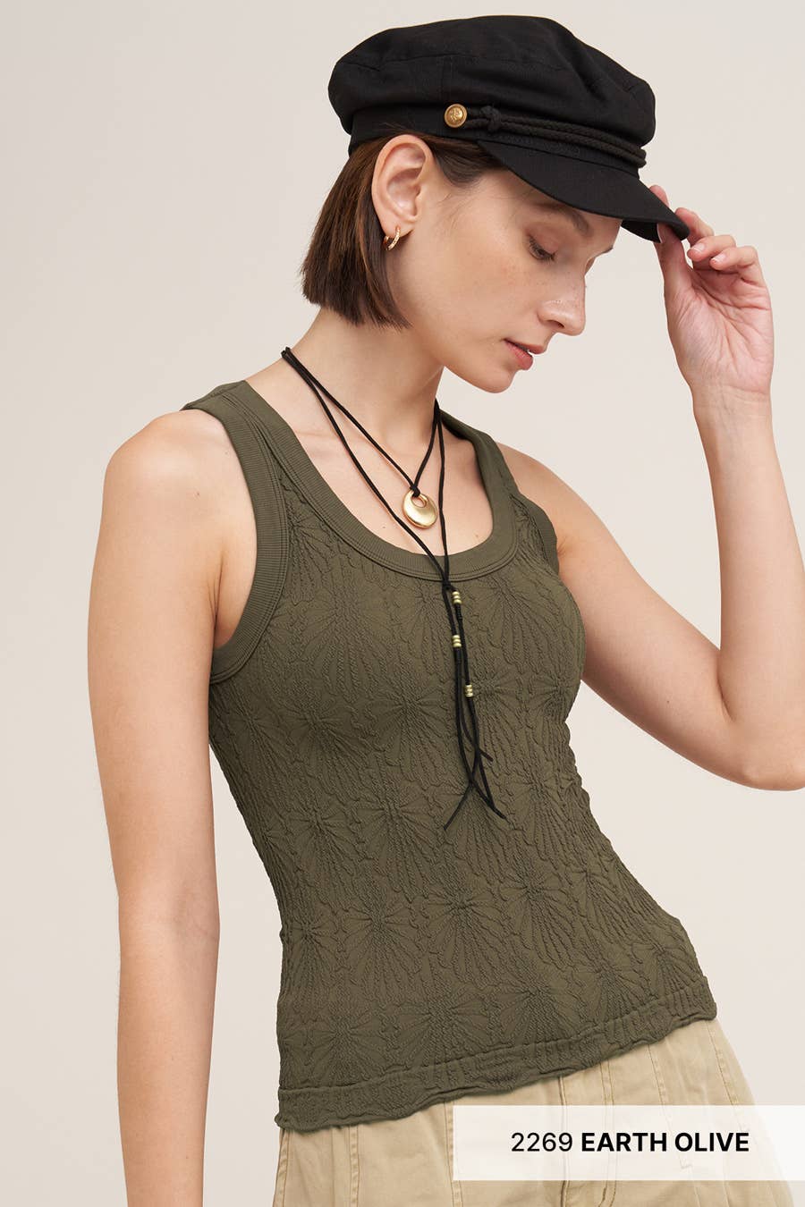 NS8458 - Reversible Lace Textured Tank Top