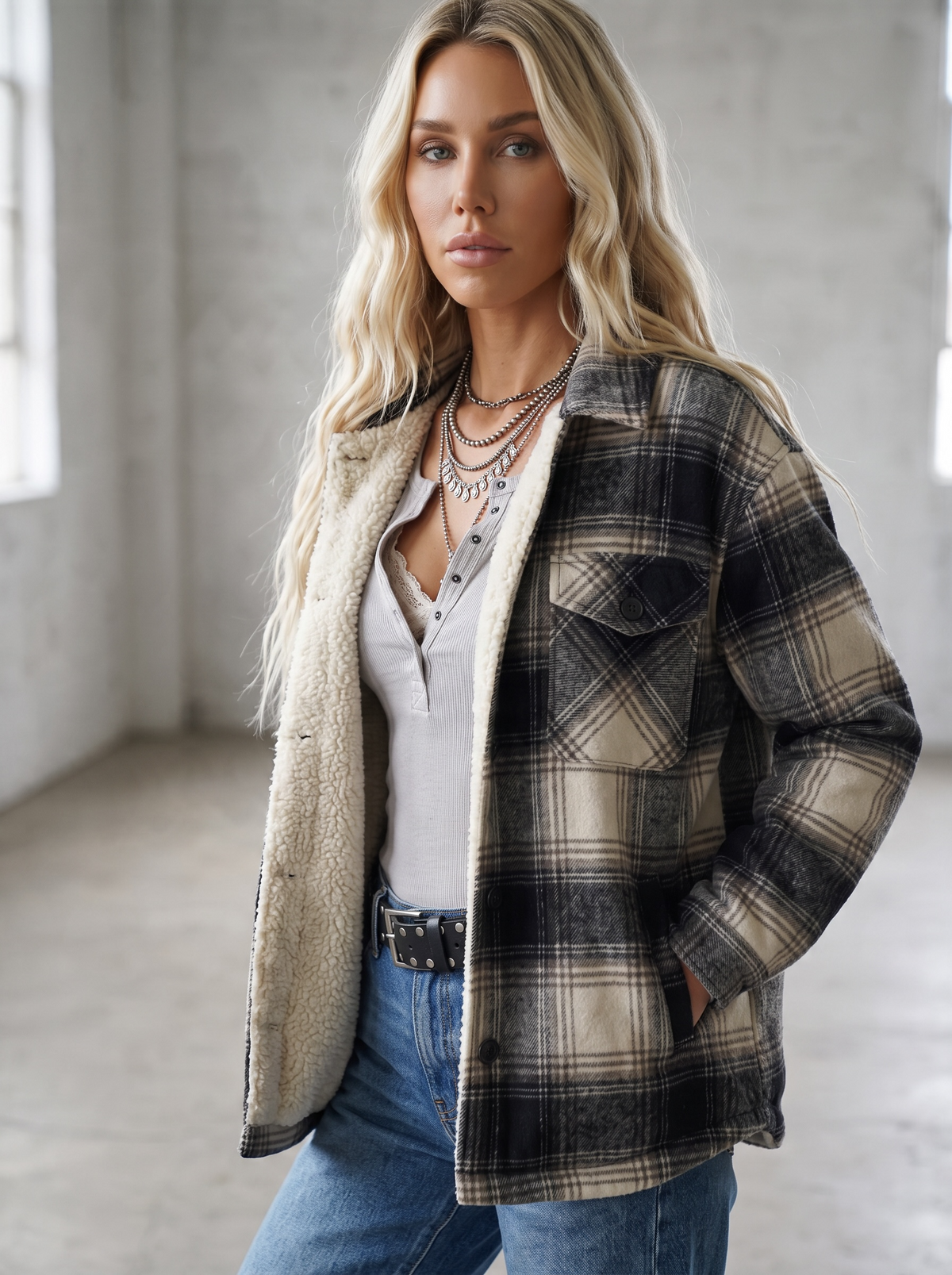 Sherpa Lined Flannel Shacket