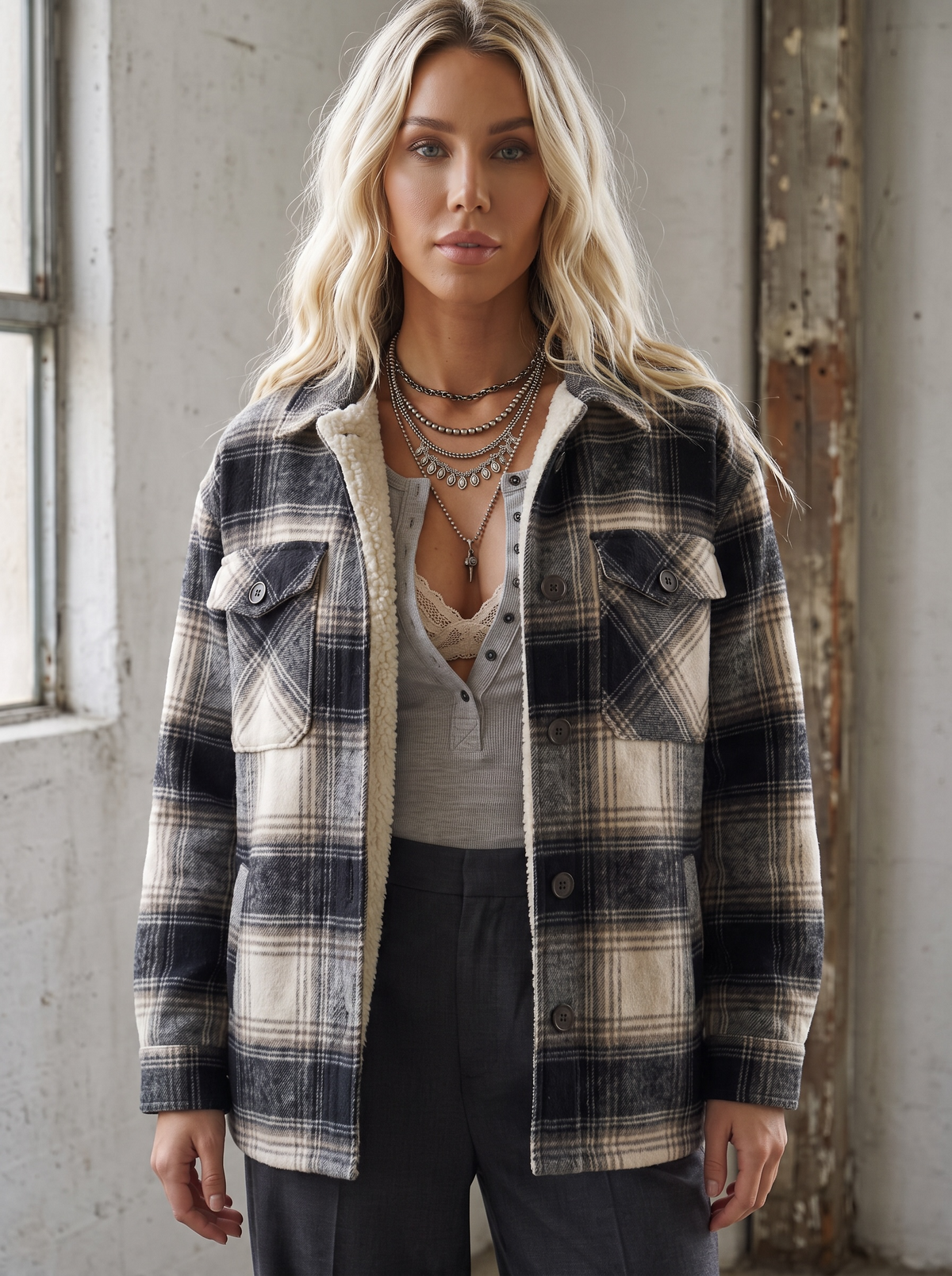Sherpa Lined Flannel Shacket